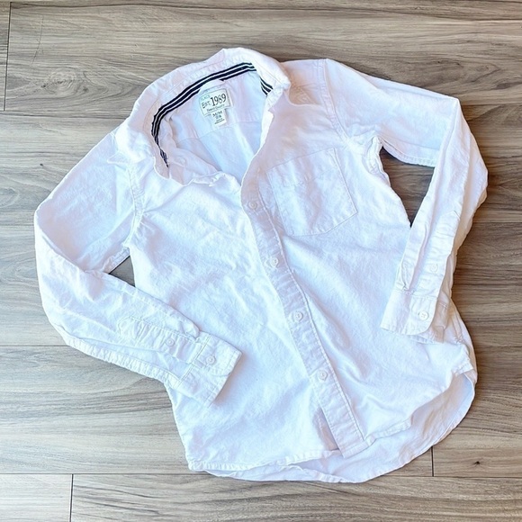 The Children's Place little boys white long sleeve button down shirt - Picture 1 of 4